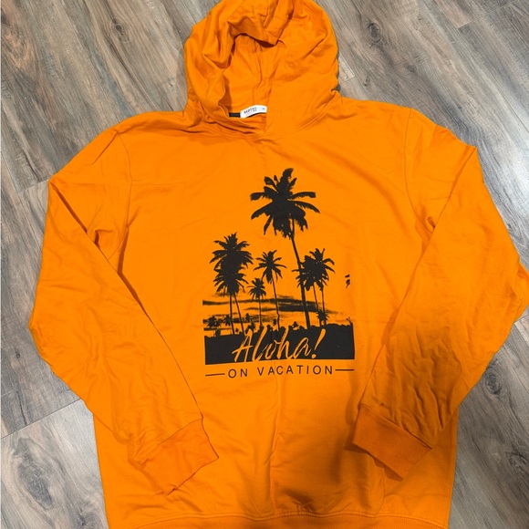 Other - Orange Hoodie with Palm Tree Print